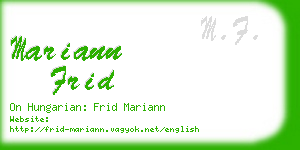 mariann frid business card